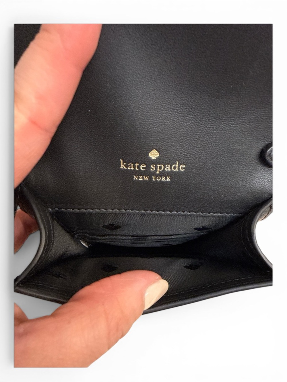 kate spade Black Leather Crossbody Phone Pouch with Pom and Card Pouch - Picture 5 of 5